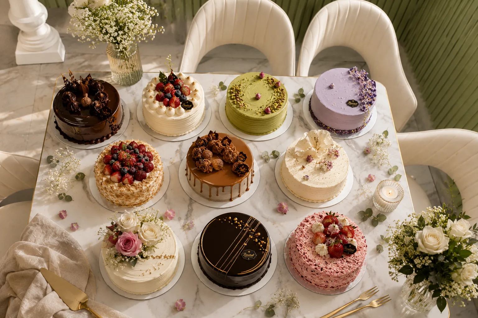 A spread of Basant's celebration cakes